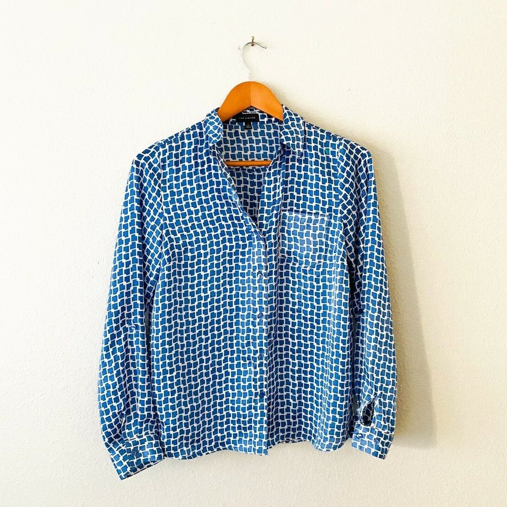 The Limited Blue And White Square Print Business